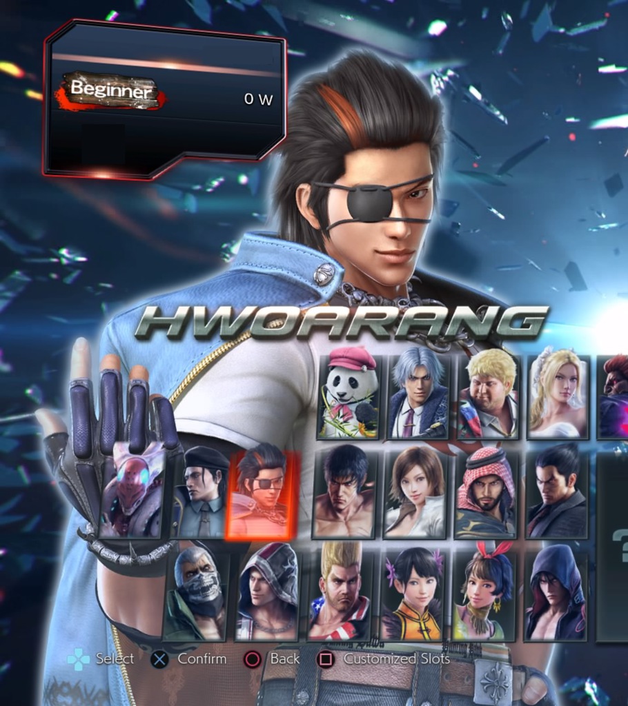 Hwoarang on the character select screen.