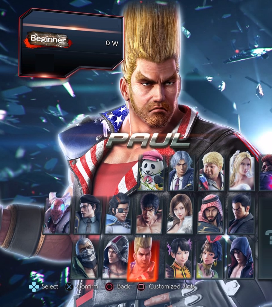 Paul on the character select screen.